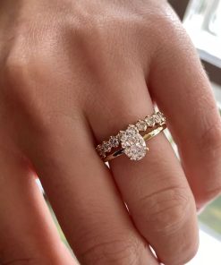 AuriS 2CT Oval Shape Moissanite Wadding Ring With Wadding Band-925 Silver Wadding Ring, 18k Gold Plated