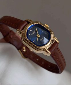 Autumn/Winter Melad Brown Atmosphere – Gem Blue Small Dial Women’s Genuine Leather Watch