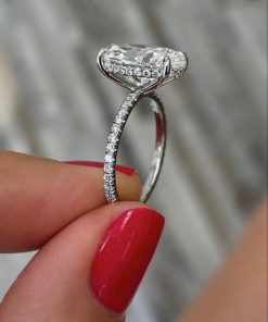 AuriS 4CT Oval Shape Moissanite Diamond Engagement Ring. Metal 925 Silver, 18k Gold Plating.